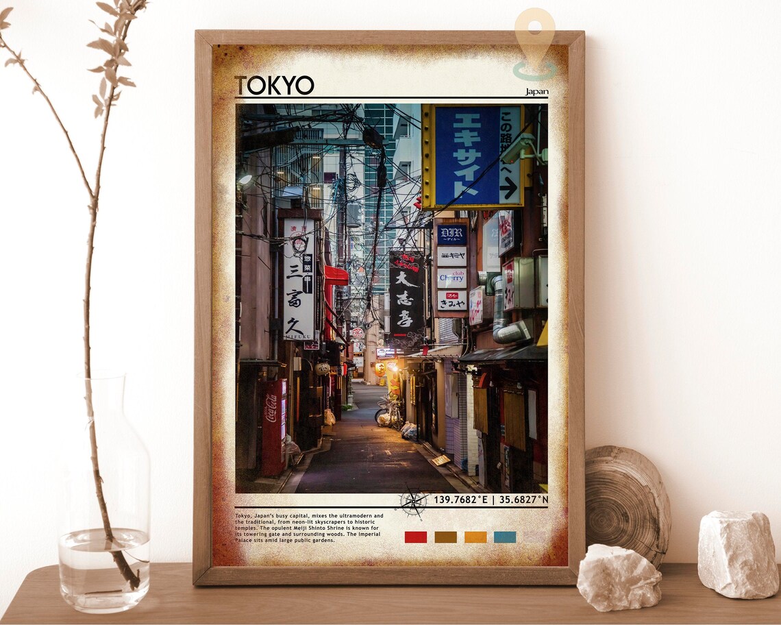 Tokyo Japan Neon Lit Backstreet Night Alley Photography Wall Art - Image 6