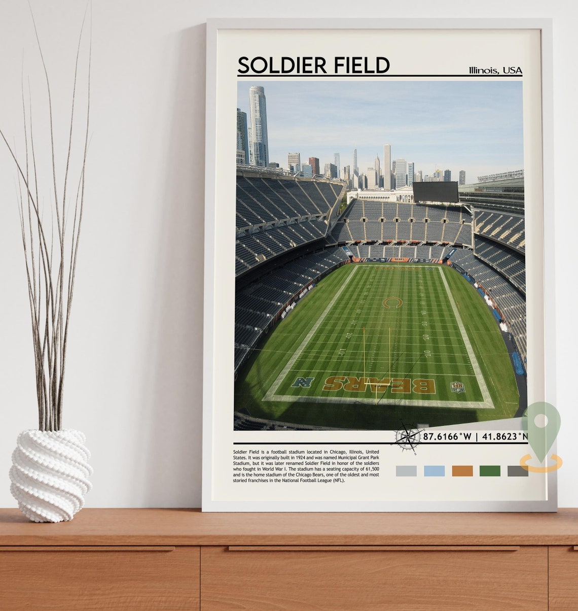 Soldier Field Print Soldier Field Poster Soldier Field Wall Art Soldier Field Travel Soldier Field Art Print Soldier Field Artwork - Image 2
