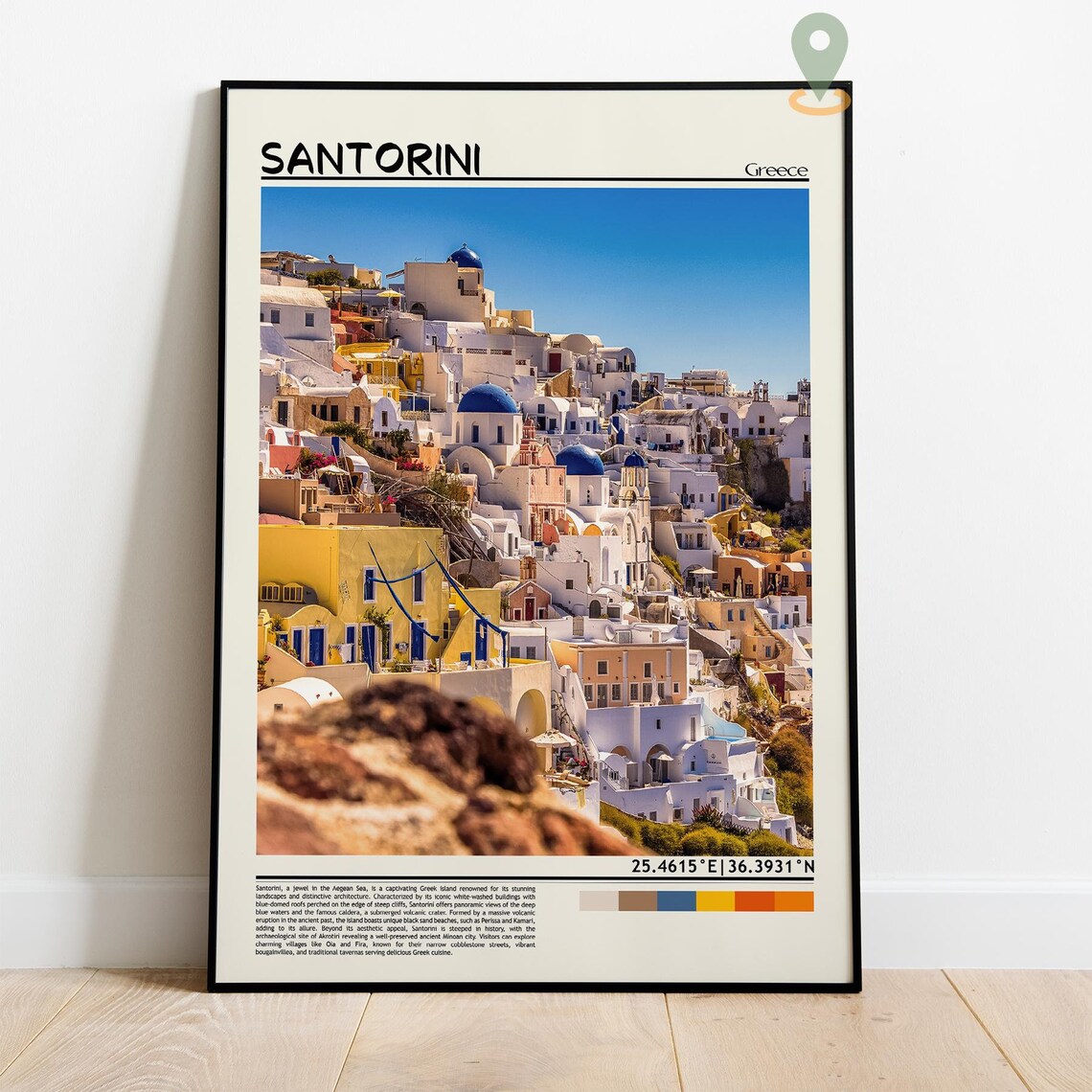 Santorini Greece Blue Domed Churches Caldera View Oia Photo Poster - Image 4
