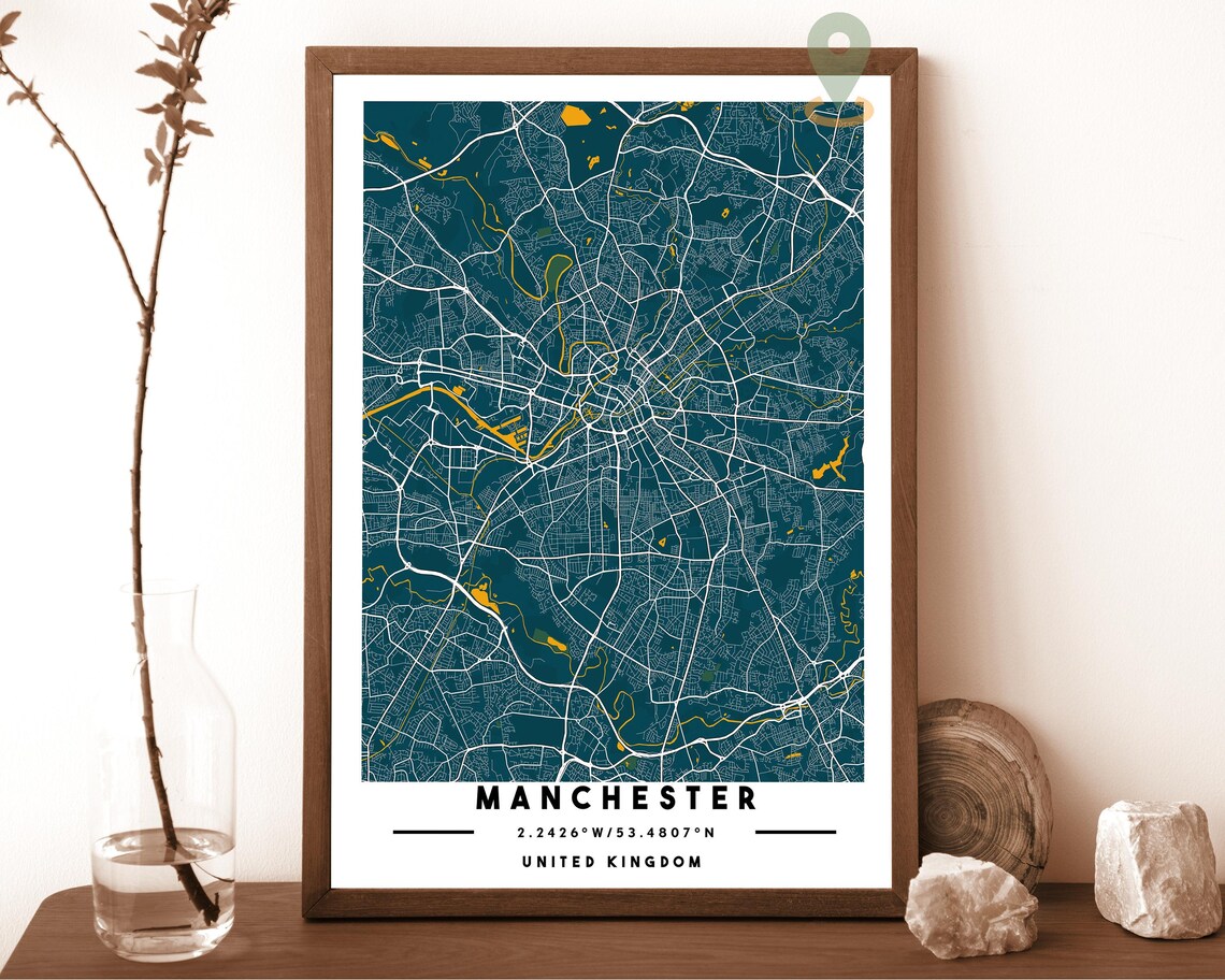 Manchester United Kingdom City Street Map Art Print for Calm UK Interiors - Image 4