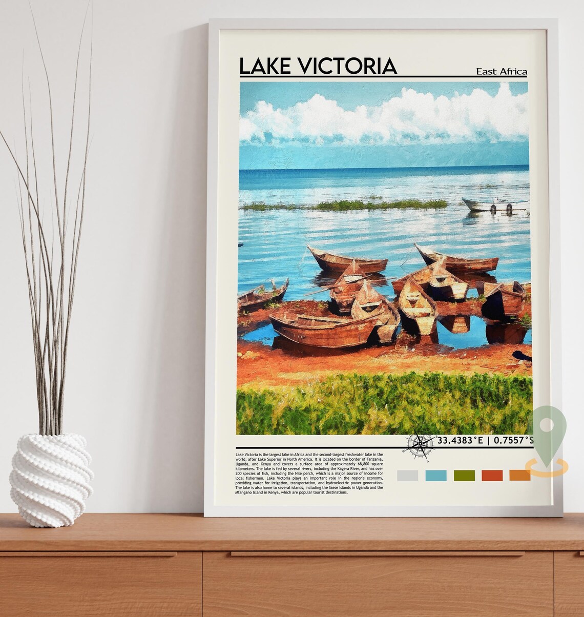 Lake Victoria East Africa Wooden Fishing Boats Shoreline Poster - Image 3
