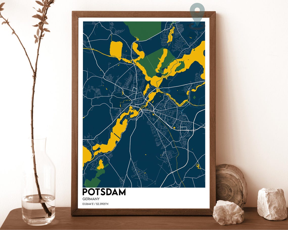 Potsdam Germany Burgundy Tan Lakes City Map Home Decor Poster Art - Image 6