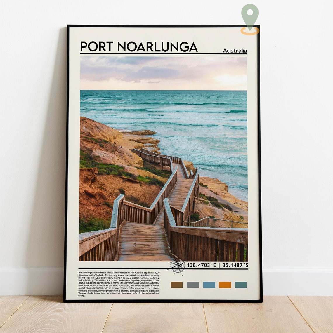 Port Noarlunga Australia Coastal Boardwalk Beach Ocean Photo Poster - Image 2