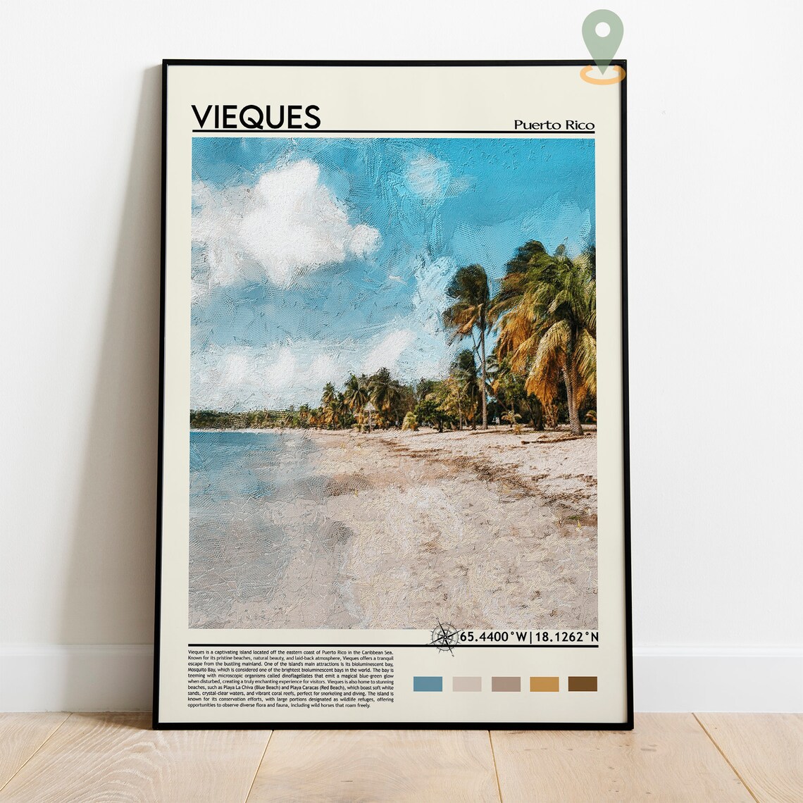 Vieques Puerto Rico Palm Beach Tropical Island Photo Art Poster - Image 2