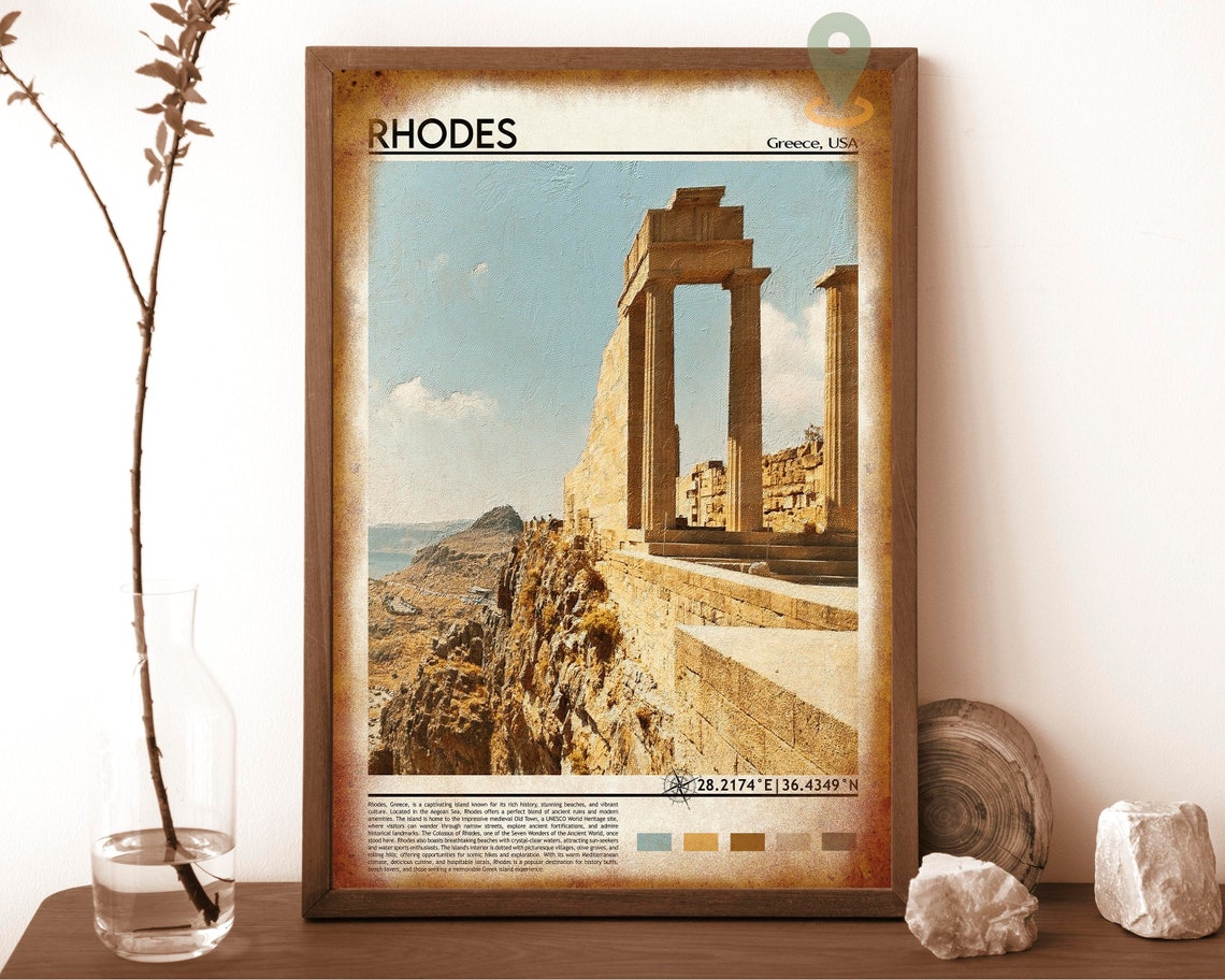 Rhodes Print Rhodes Poster Rhodes Wall Art Rhodes Travel Rhodes Art Print Rhodes Artwork Rhodes Photo Rhodes Greece Print - Image 6