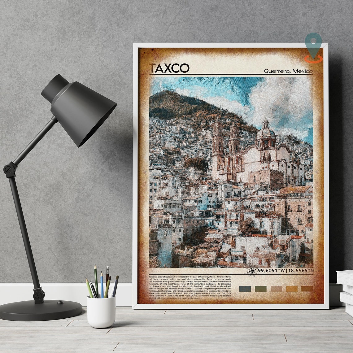 Taxco Mexico Guerrero Santa Prisca Church Hillside Town Poster - Image 4