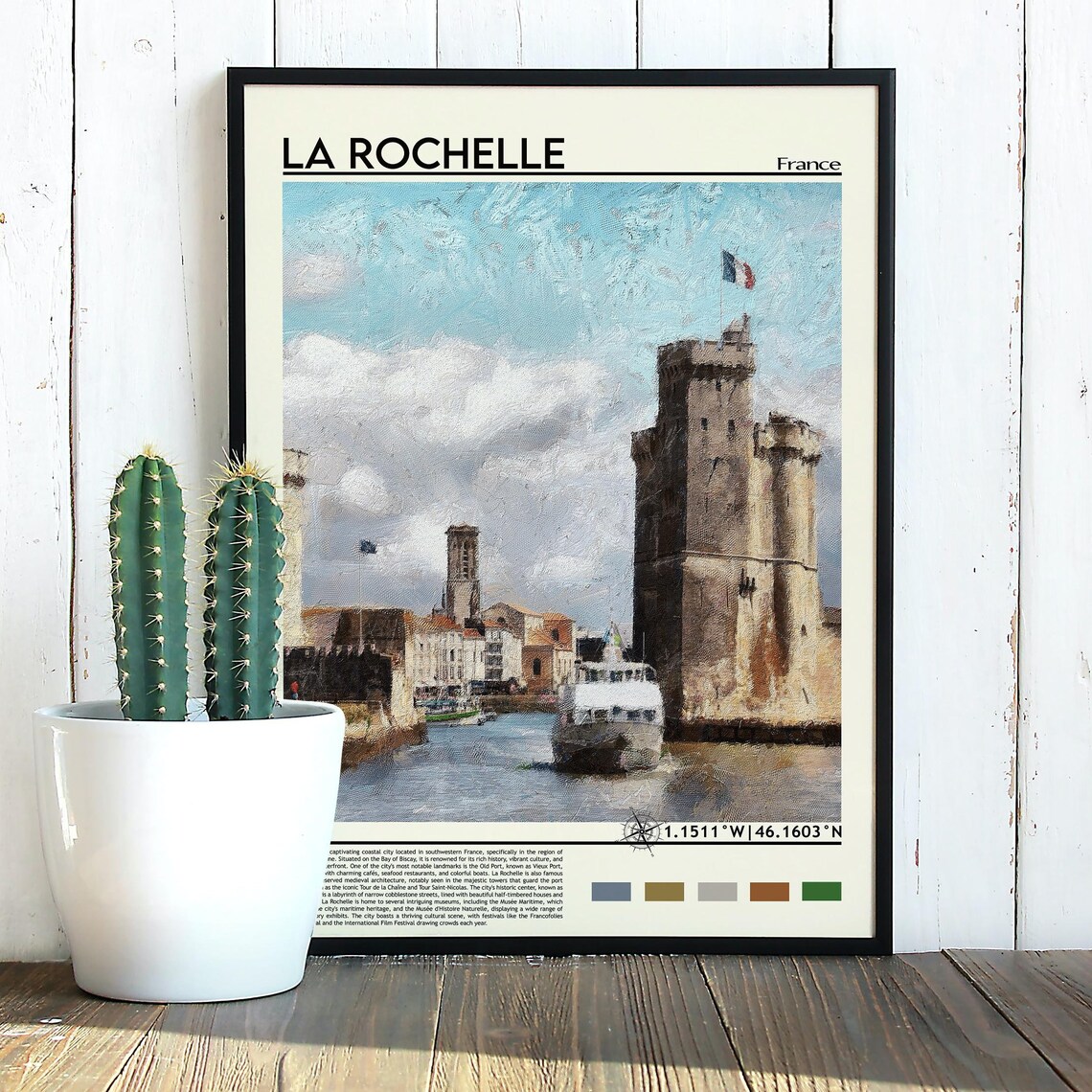 La Rochelle France Historic Harbor Medieval Stone Tower Travel Poster - Image 5