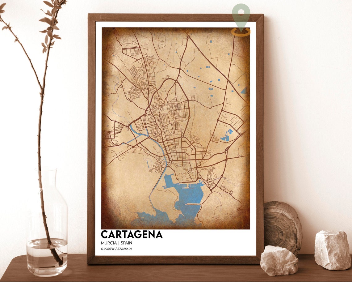 Cartagena Map Cartagena Map Print Cartagena Personalized Map Cartagena Wall Art Cartagena Travel Poster Cartagena Murcia Spain - Image 2