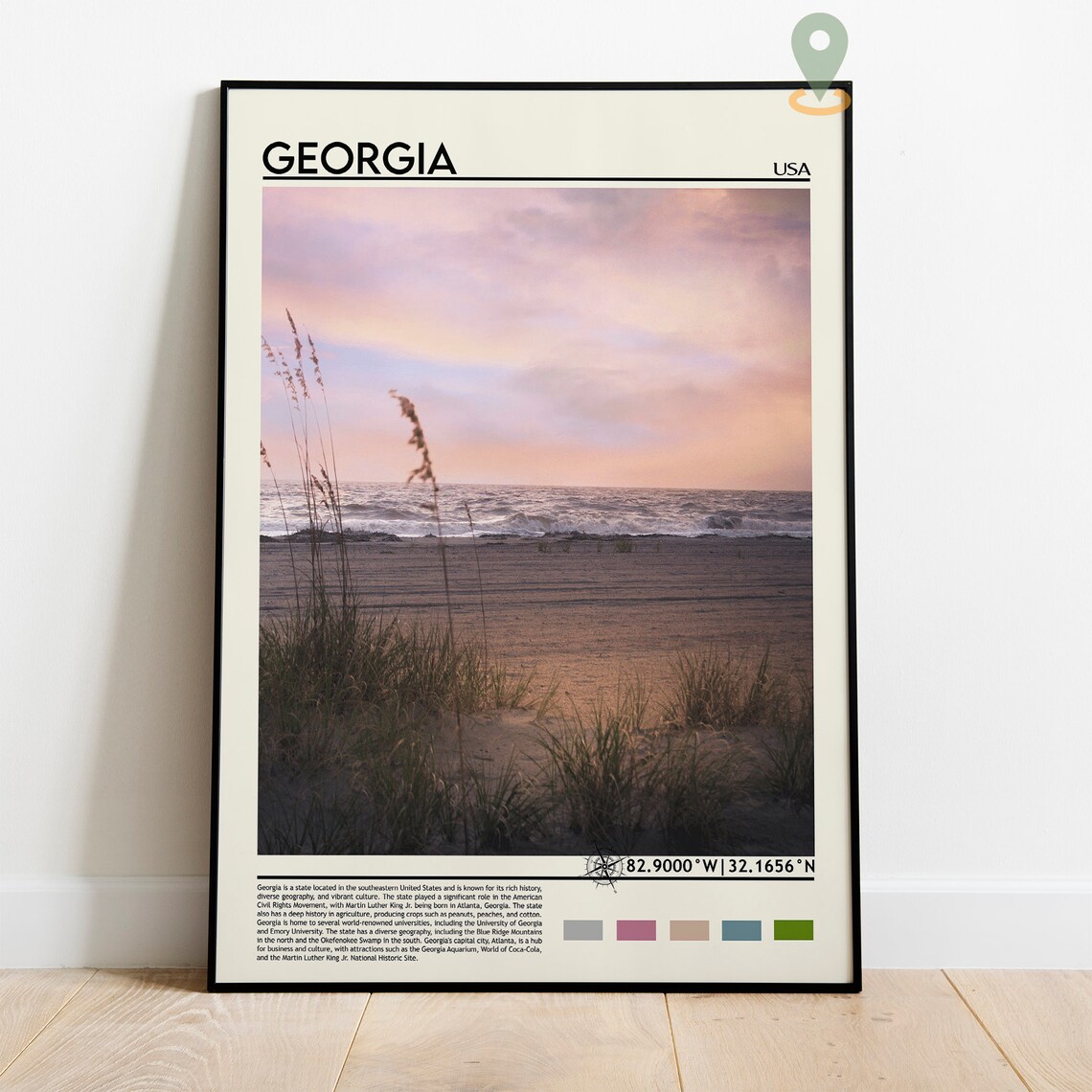 Georgia USA Coastal Beach Sunset Sea Oats Golden Hour Poster - Image 5