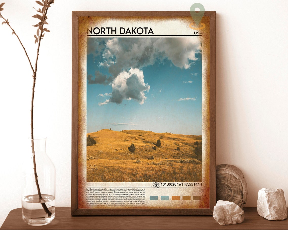 North Dakota USA Golden Prairie Hills Under the Big Sky Poster - Image 6