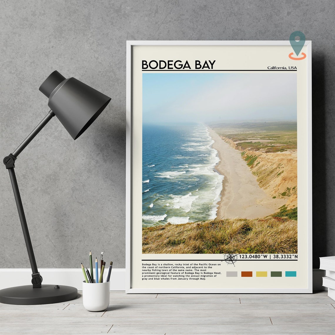 Bodega Bay California Pacific Coastline Cliffs Waves Travel Poster - Image 5