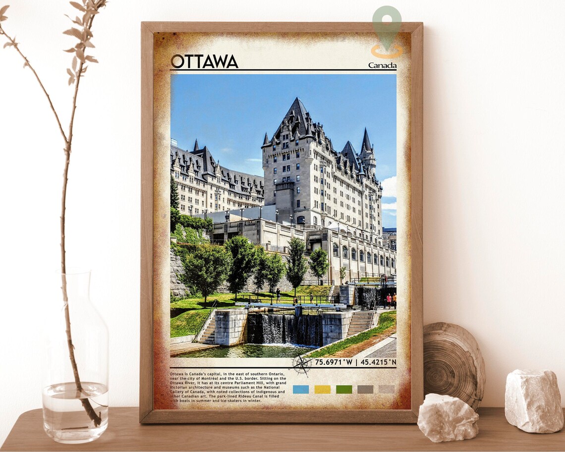 Ottawa Canada Chateau Laurier Rideau Canal Locks City Travel Print - Image 6
