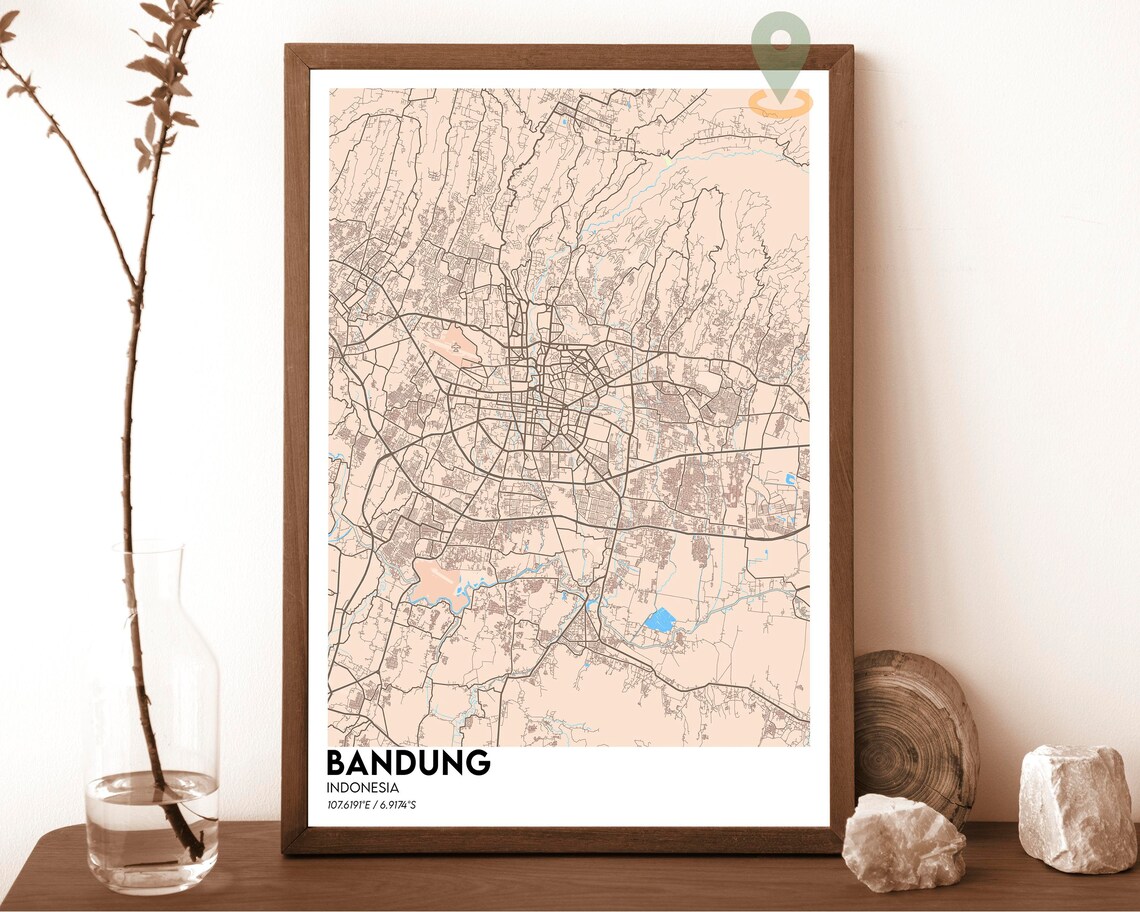 Bandung Indonesia Emerald Forest Green City Street Map Poster - Image 4