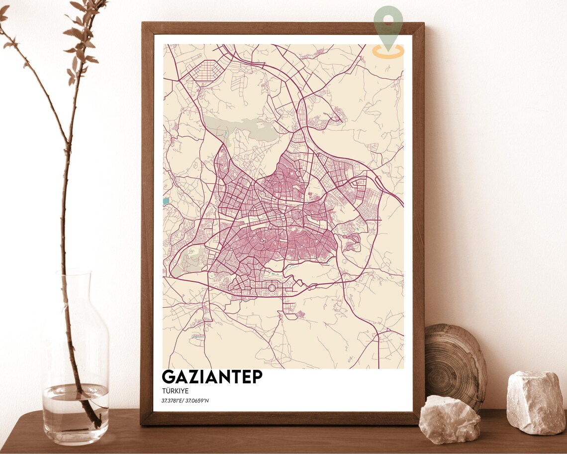Gaziantep Turkiye Minimalist Navy City Map Street Art Poster - Image 6