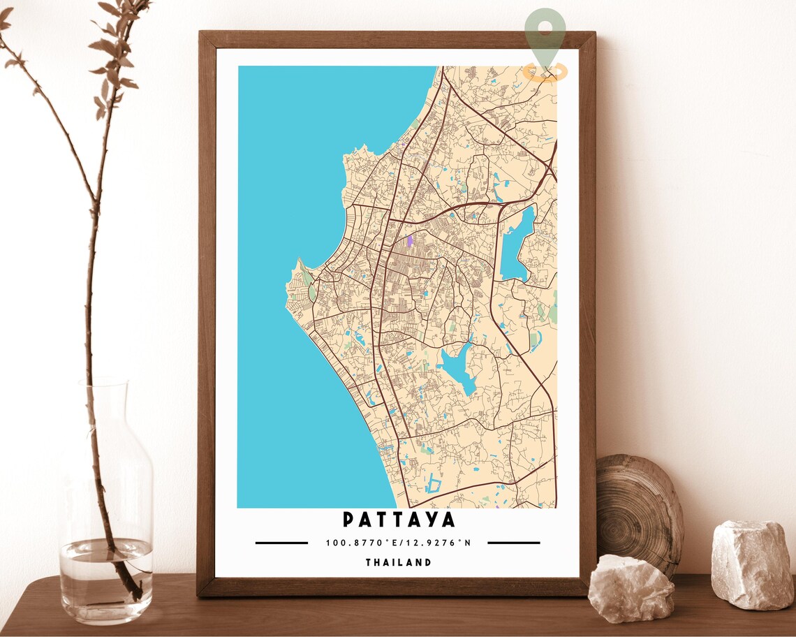 Pattaya Thailand City Street Map Gold Modern Art Print for Bold Graphic Walls - Image 5