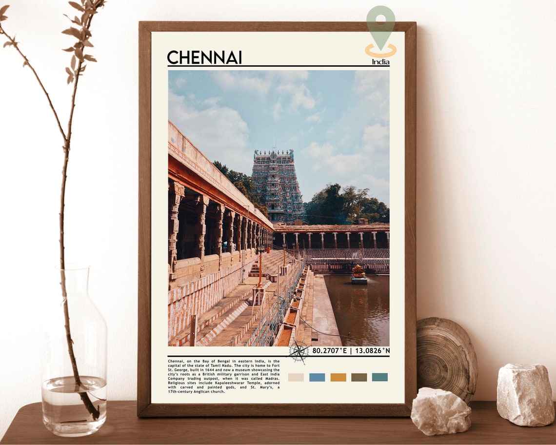 Chennai India Temple Tower Gopuram Sacred Architecture Poster