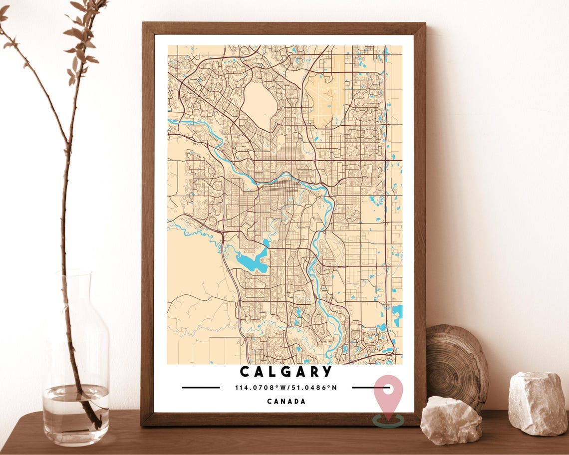Calgary Canada City Street Map Sepia Brown Poster Wall Decor - Image 5