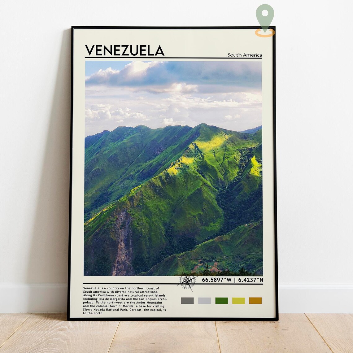 Venezuela Green Mountain Ridges South America Nature Travel Poster - Image 2