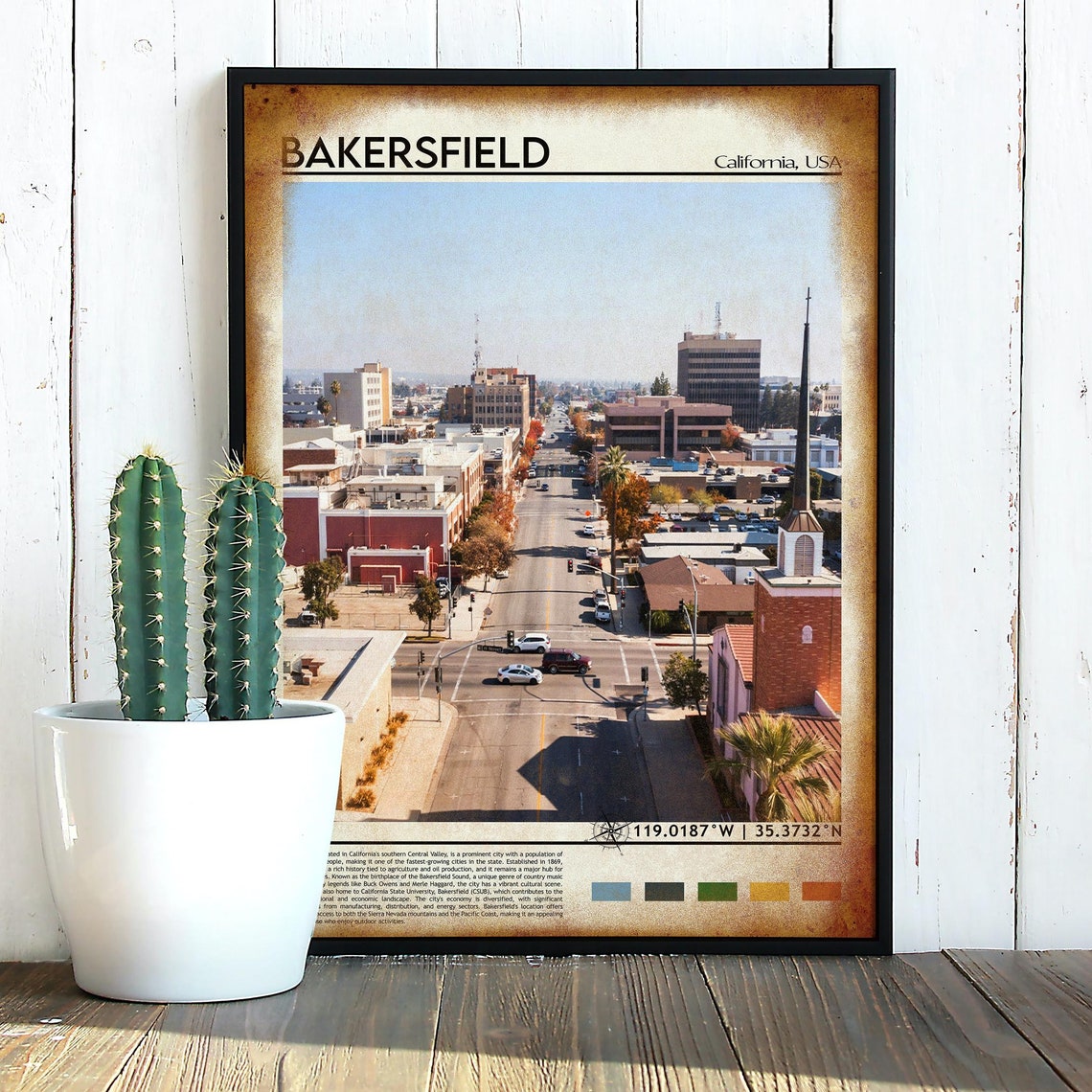 Bakersfield Print Bakersfield Poster Bakersfield Wall Art Bakersfield City Travel Bakersfield Art Print Bakersfield California Print - Image 4