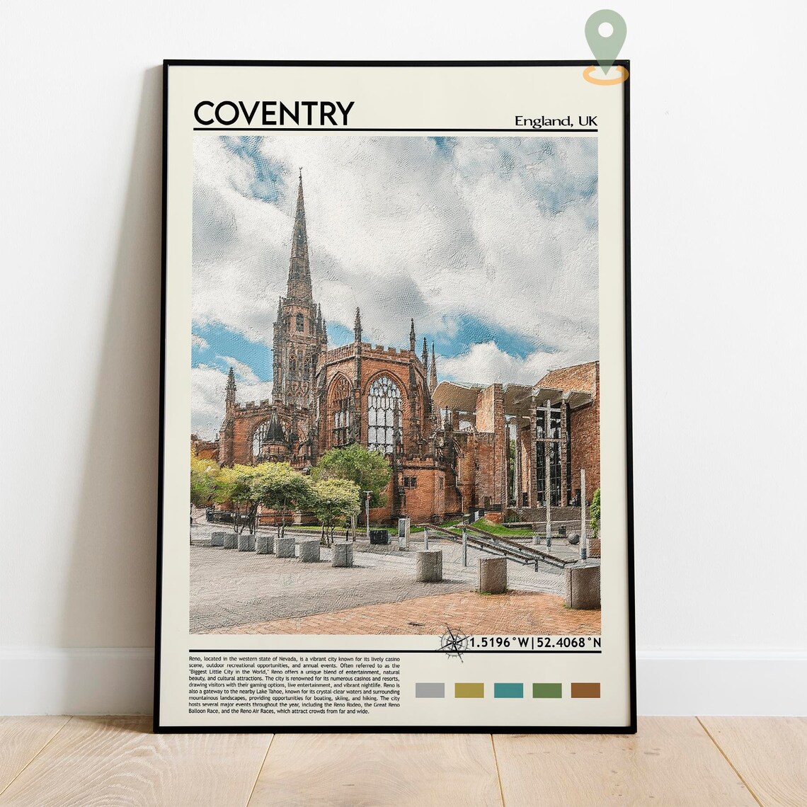 Coventry Cathedral Spire England UK Historic Church Travel Poster - Image 2