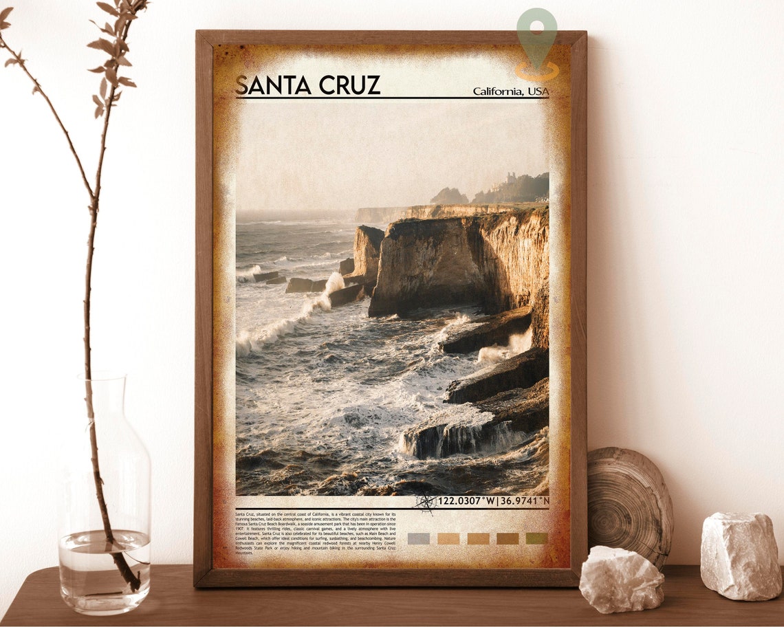 Santa Cruz Print Santa Cruz Poster Santa Cruz Wall Art Santa Cruz Travel Santa Cruz Art Print Santa Cruz Artwork Santa Cruz California - Image 6
