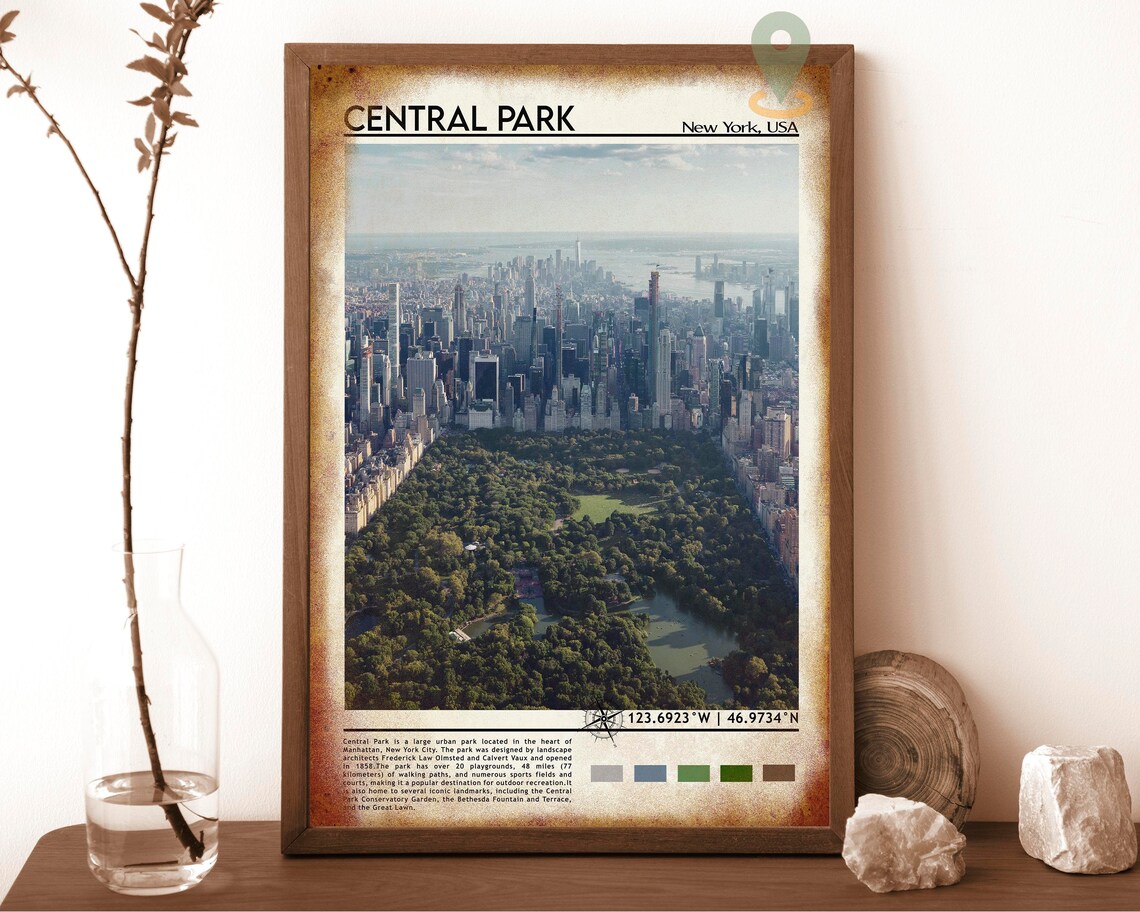 Central Park New York USA Aerial Manhattan Skyline Photo Poster - Image 6