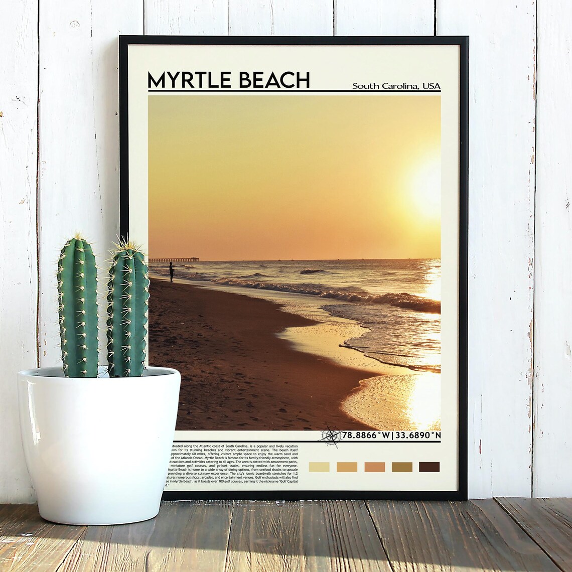 Myrtle Beach South Carolina Sunset Surf Ocean Waves Travel Print - Image 5