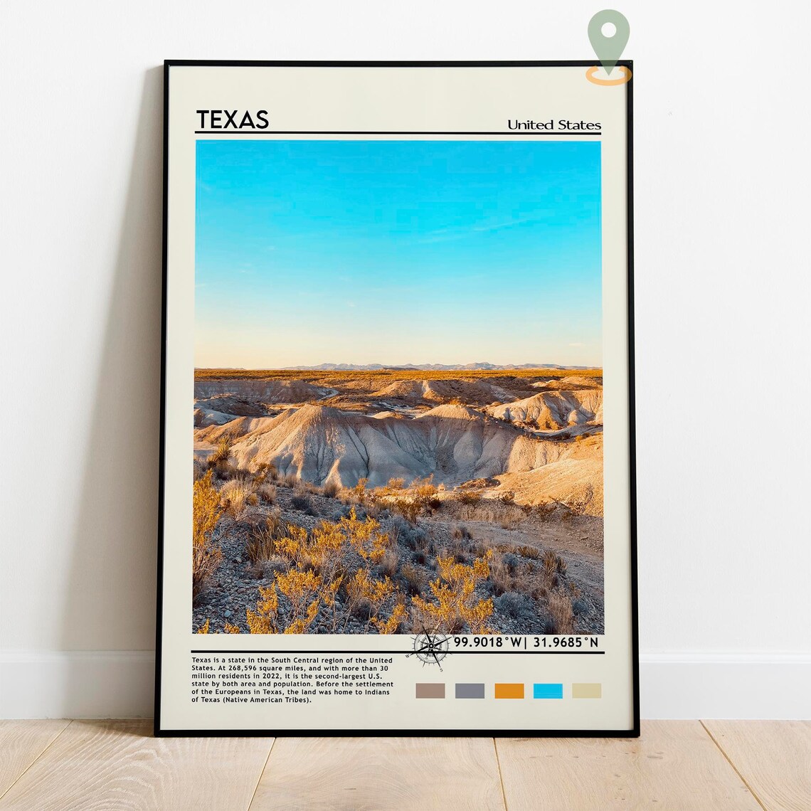 Texas USA Vast Desert Canyon Sunset Landscape Photo Art Poster - Image 3