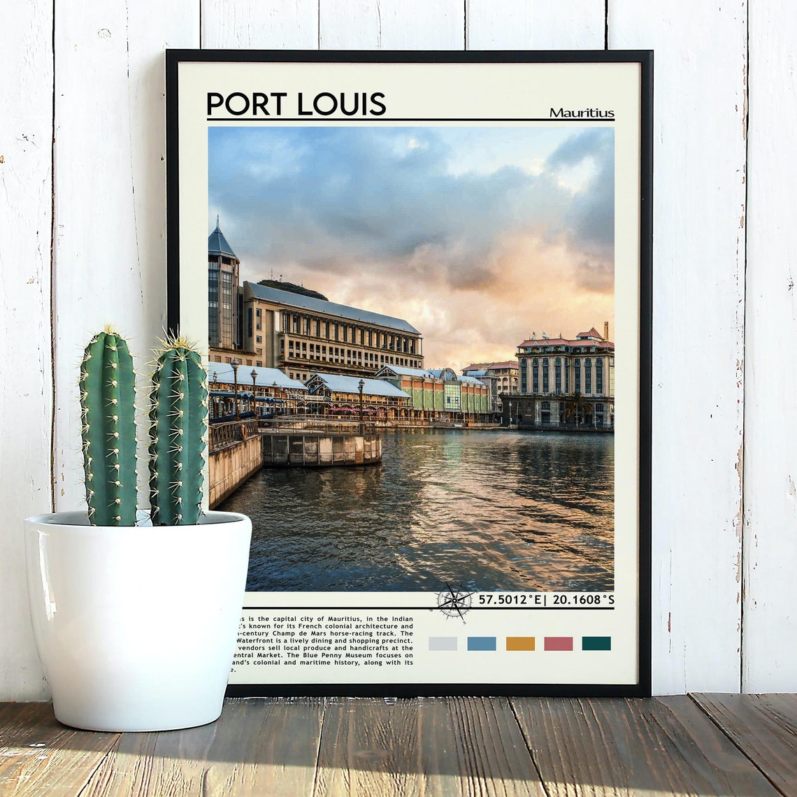 Port Louis Mauritius Harbor Waterfront Sunset Colonial Travel Print - Image 2