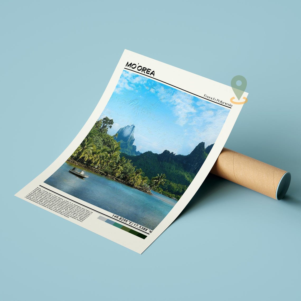 Moorea French Polynesia Tropical Lagoon Mountain Island Poster - Image 2