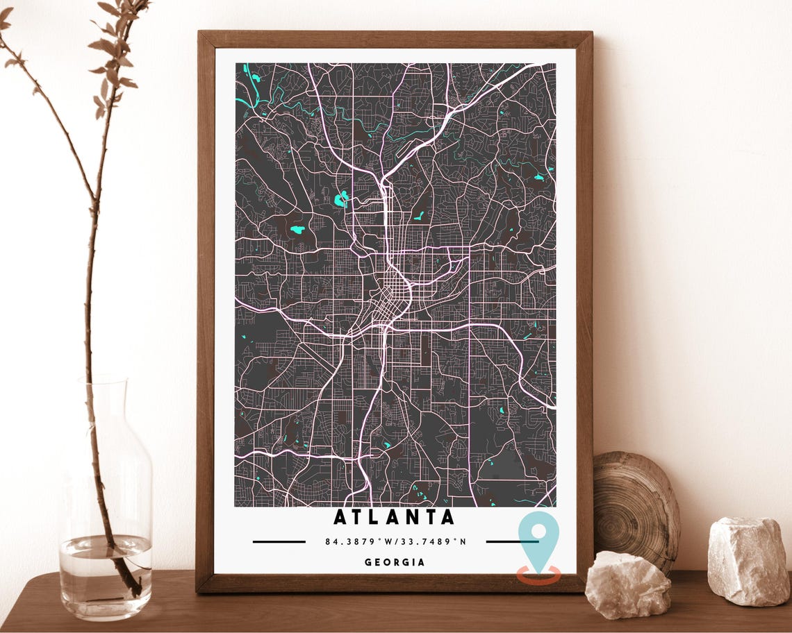 Atlanta Map Atlanta Map Print Atlanta Wall Art Atlanta Travel Poster Atlanta Poster Atlanta Photo Atlanta City Map Atlanta Georgia