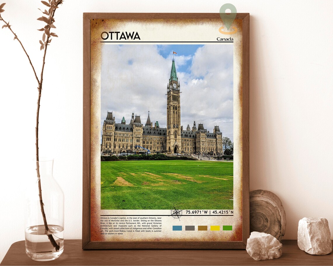 Ottawa Canada Parliament Hill Photo Historic Travel Wall Art - Image 6