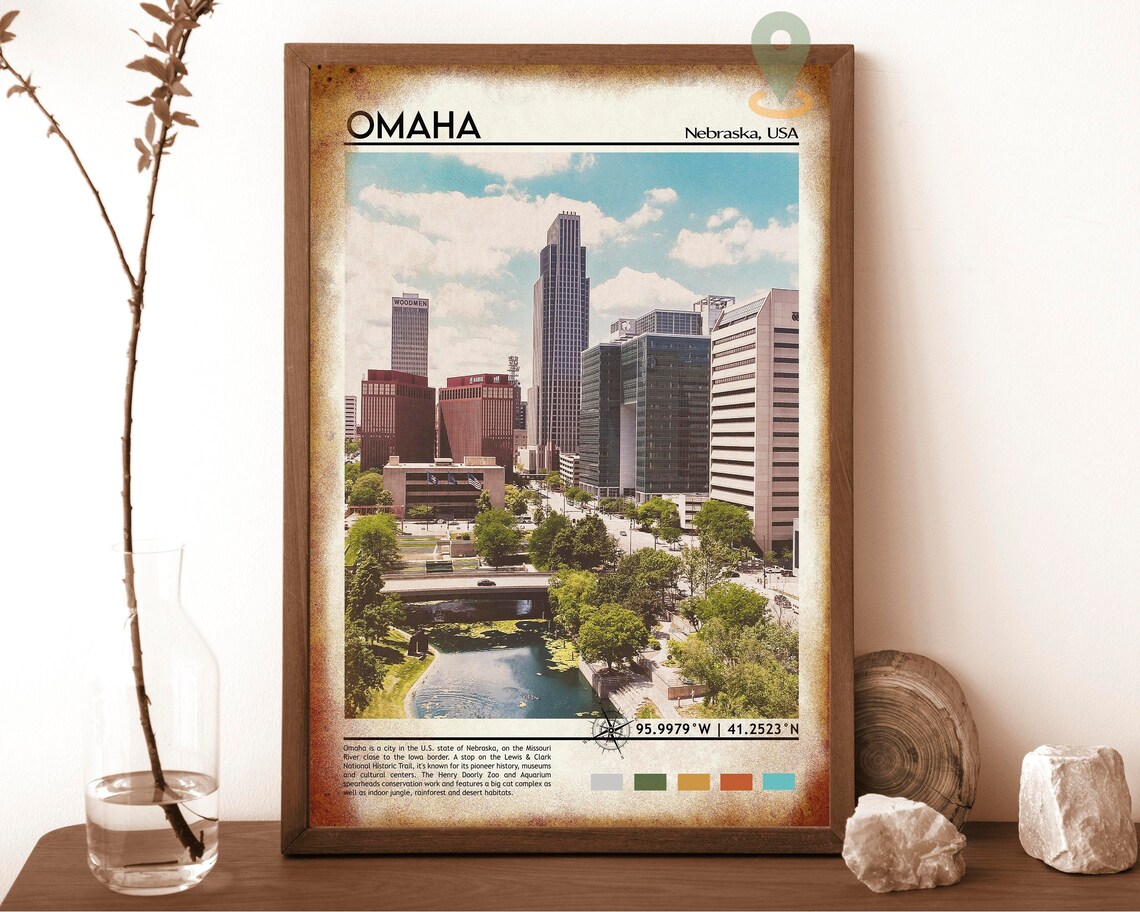 Omaha Nebraska Downtown Skyline Urban Cityscape Travel Print - Image 6