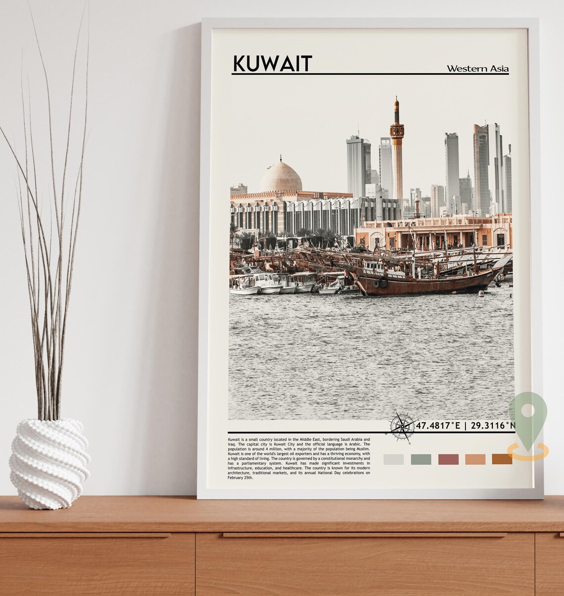 Kuwait Western Asia Dhows Waterfront Skyline Harbor Photo Poster - Image 2