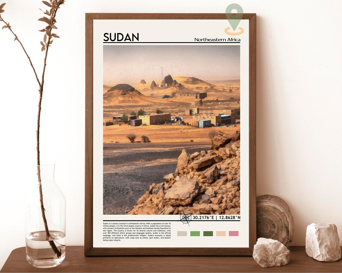 Sudan Northeastern Africa Desert Village Ancient Land Poster