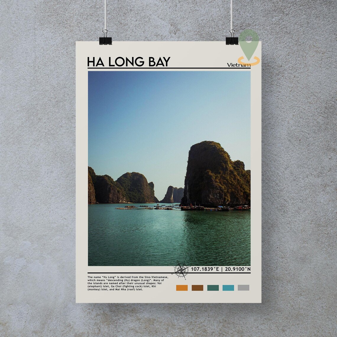 Ha Long Bay Print Vintage Poster Ha Long Bay Wall Art Ha Long Bay Poster Ha Long Bay Photo Ha Long Bay Poster Print Vietnam Poster - Image 4