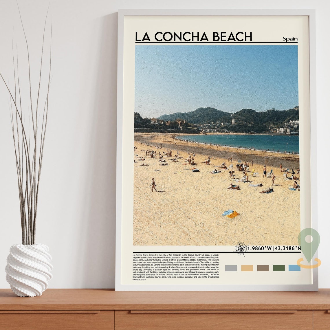 La Concha Beach San Sebastian Spain Golden Shoreline Travel Poster - Image 5
