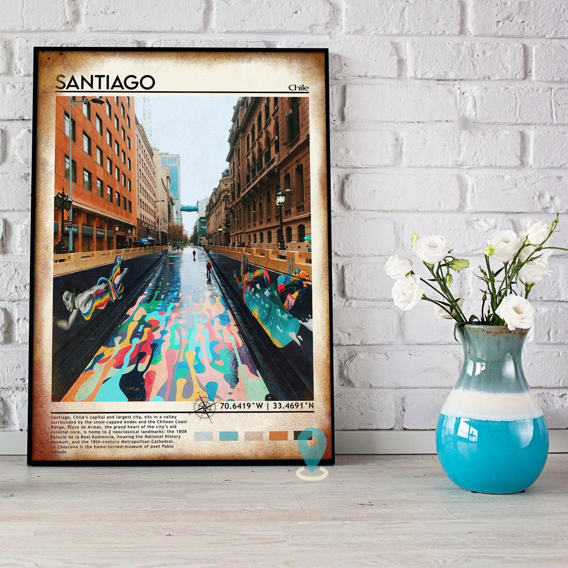 Santiago Print Vintage Poster Santiago Art Santiago Poster Santiago Photo Santiago Poster Print Santiago City Chile - Image 4