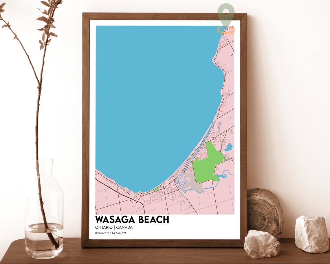 Wasaga Beach Ontario Canada Map Poster Orange Charcoal Art Style - Image 5