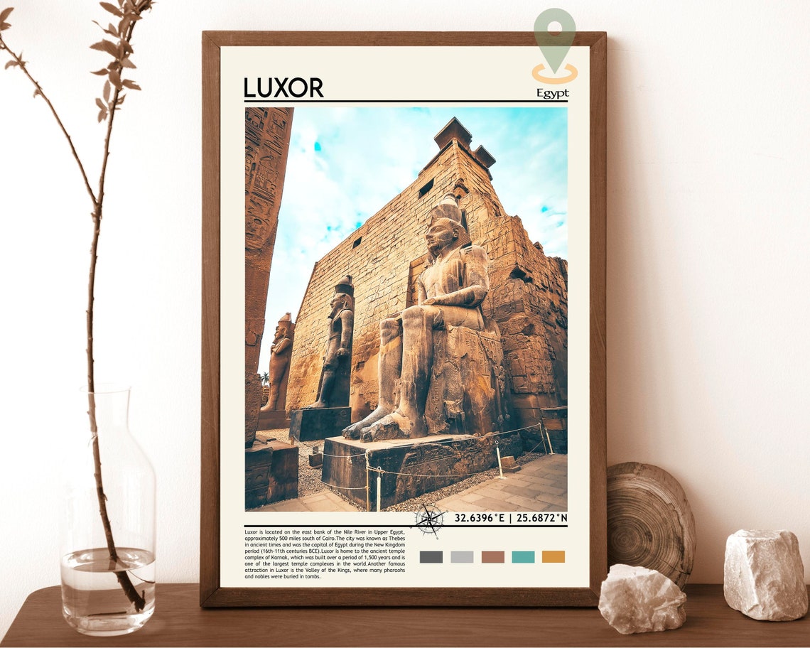 Luxor Egypt Ancient Pharaoh Temple Statues Photo Travel Wall Art