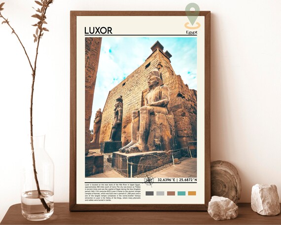 Luxor Egypt Ancient Pharaoh Temple Statues Photo Travel Wall Art