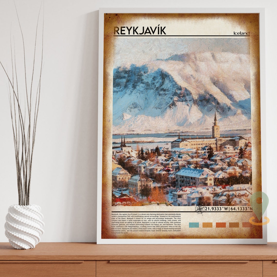 Reykjavik Print Reykjavik Poster Reykjavik Wall Art Reykjavik Travel Print Reykjavik Art Print Reykjavik Artwork Iceland Art Print - Image 4