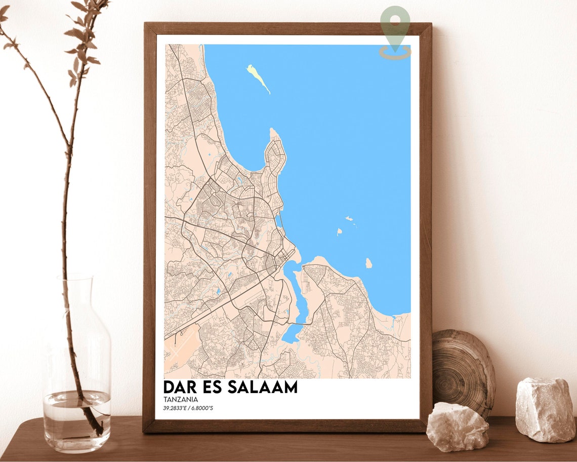 Dar es Salaam Tanzania Teal Street Map Art Print for Modern Wall Decor - Image 6