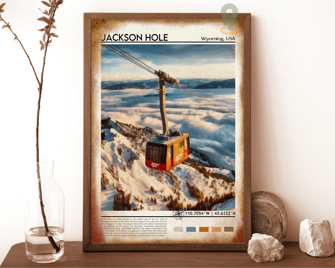 Jackson Hole Wyoming Ski Gondola Mountain Resort Winter Poster - Image 6