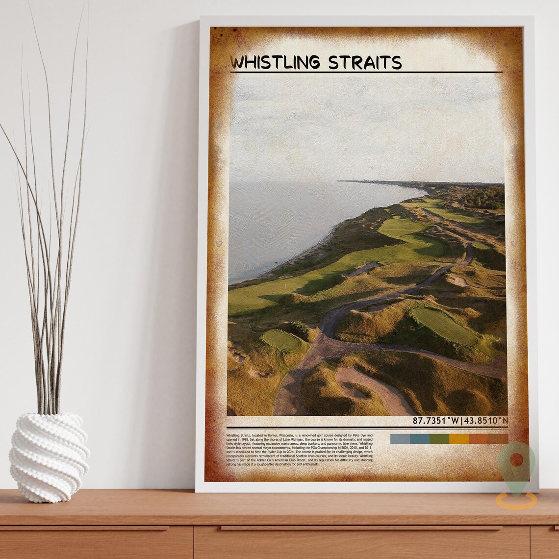 Whistling Straits Wisconsin Championship Golf Course Aerial Poster - Image 3