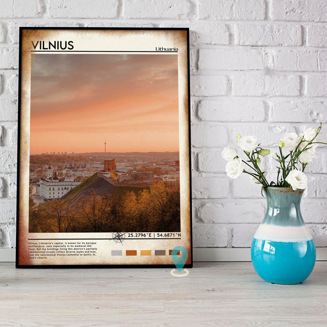Vilnius Lithuania Sunset Skyline Gediminas Tower Cityscape Poster - Image 3