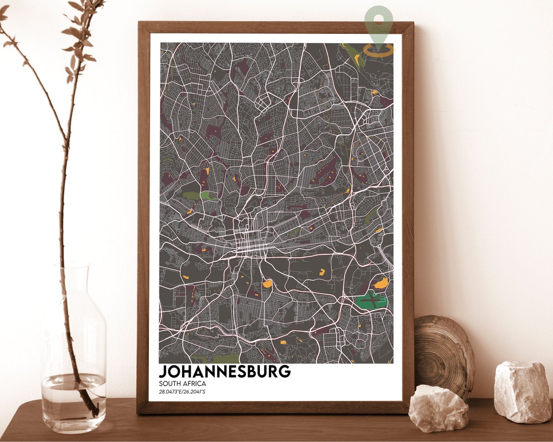Johannesburg Map Johannesburg Map Print Johannesburg Personalized Map Johannesburg Wall Art Jozi City Johannesburg South Africa Poster - Image 4
