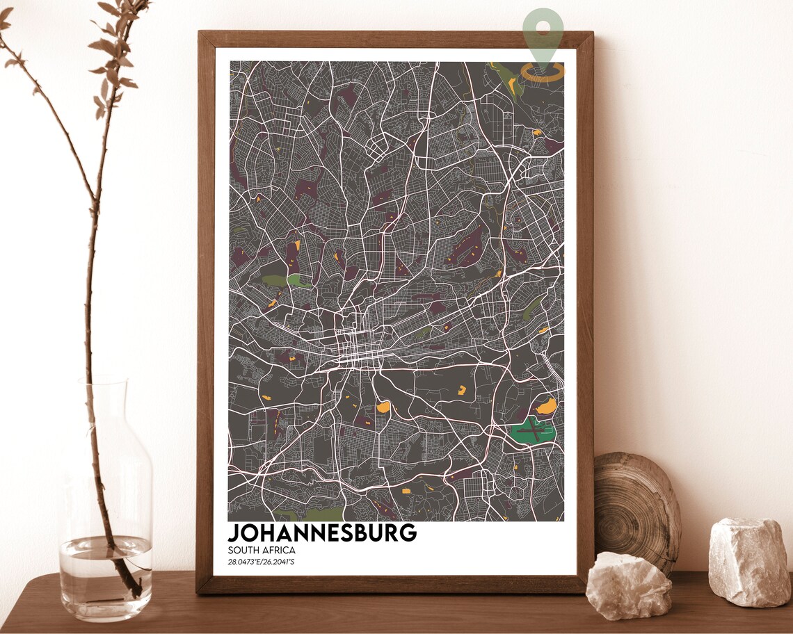 Johannesburg South Africa Midnight Street Map Minimal City Poster - Image 4