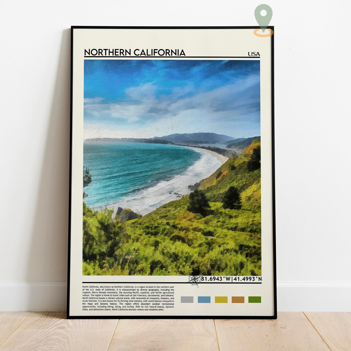 Northern California USA Pacific Coast Cliffs Ocean View Poster - Image 3