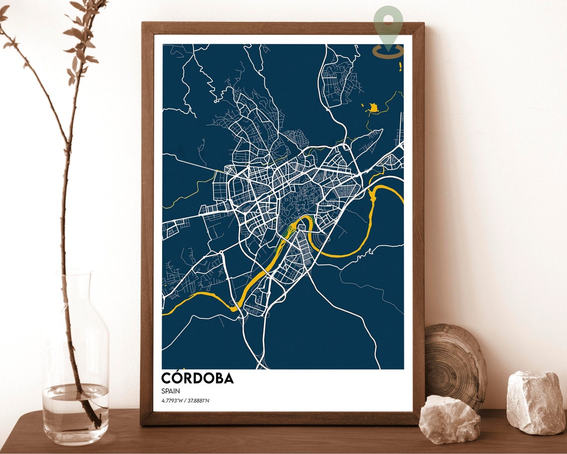 Cordoba Spain Andalusia Dark Orange River City Map Art Poster - Image 6